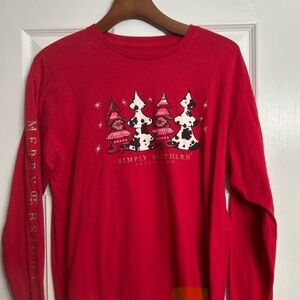 Simply Southern Festive Red Long Sleeve Tee Womens S